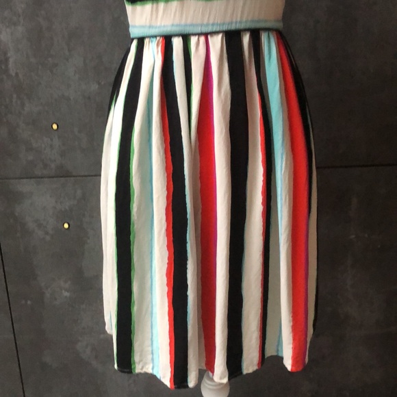 Anthropology Maeve flared stripe  multicolor dress size 0 Cap Sleeves Zip Back - Picture 6 of 14